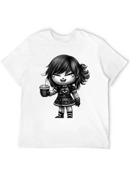 Anime Girl Coffee T-Shirt - Stylish Graphic Tee
