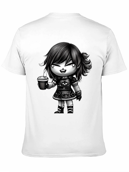 Anime Girl Coffee T-Shirt - Stylish Graphic Tee