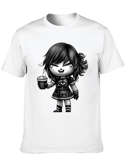 Anime Girl Coffee T-Shirt - Stylish Graphic Tee