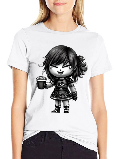 Anime Girl Coffee T-Shirt - Stylish Graphic Tee