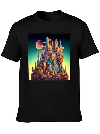 Surreal Cityscape Black T-Shirt