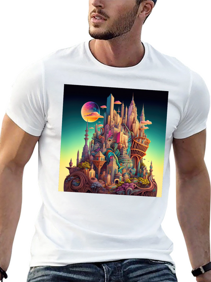 Surreal Cityscape Black T-Shirt