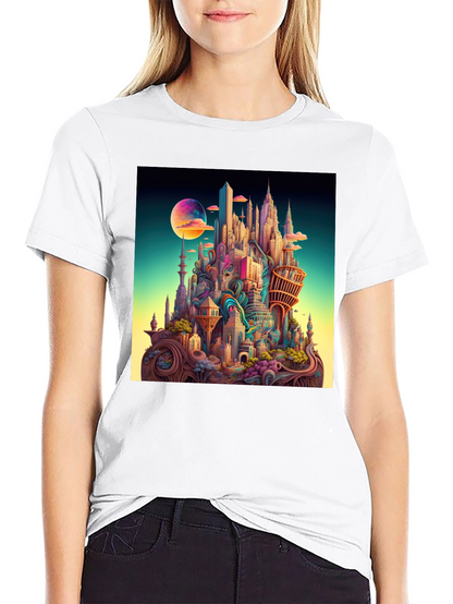 Surreal Cityscape Black T-Shirt