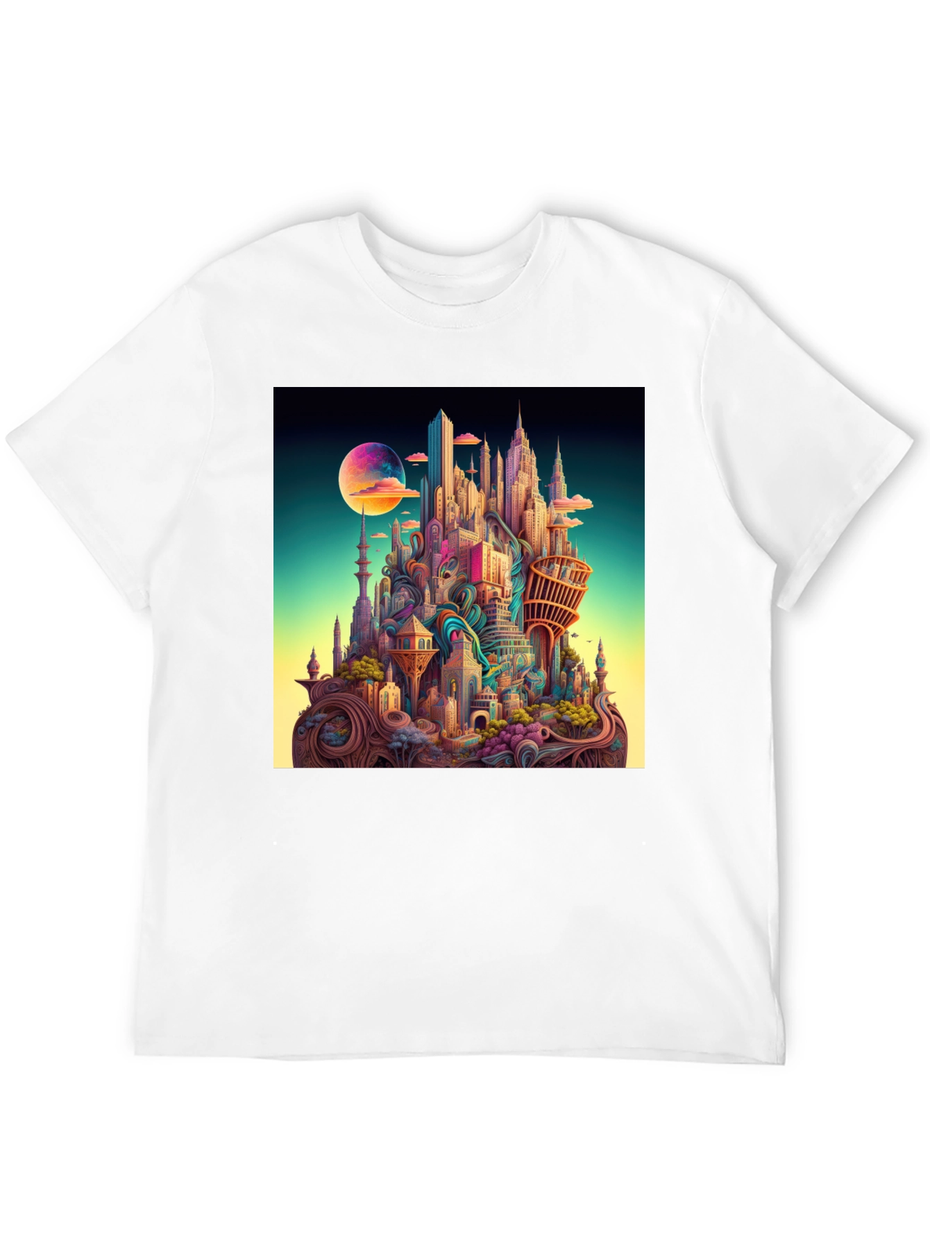 Surreal Cityscape Black T-Shirt