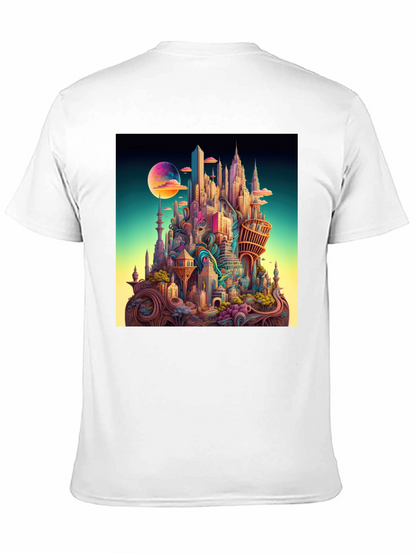 Surreal Cityscape Black T-Shirt