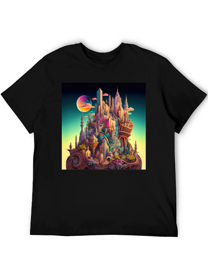Surreal Cityscape Black T-Shirt