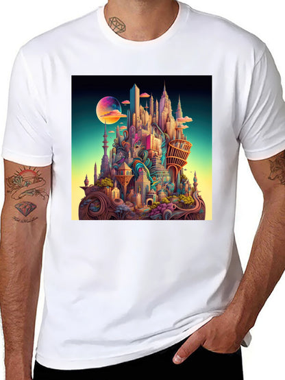 Surreal Cityscape Black T-Shirt