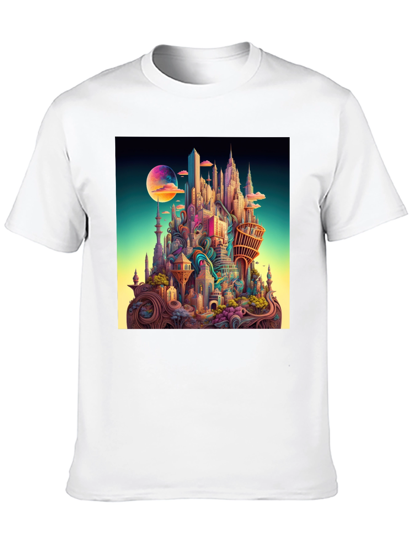 Surreal Cityscape Black T-Shirt