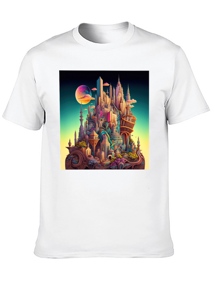 Surreal Cityscape Black T-Shirt