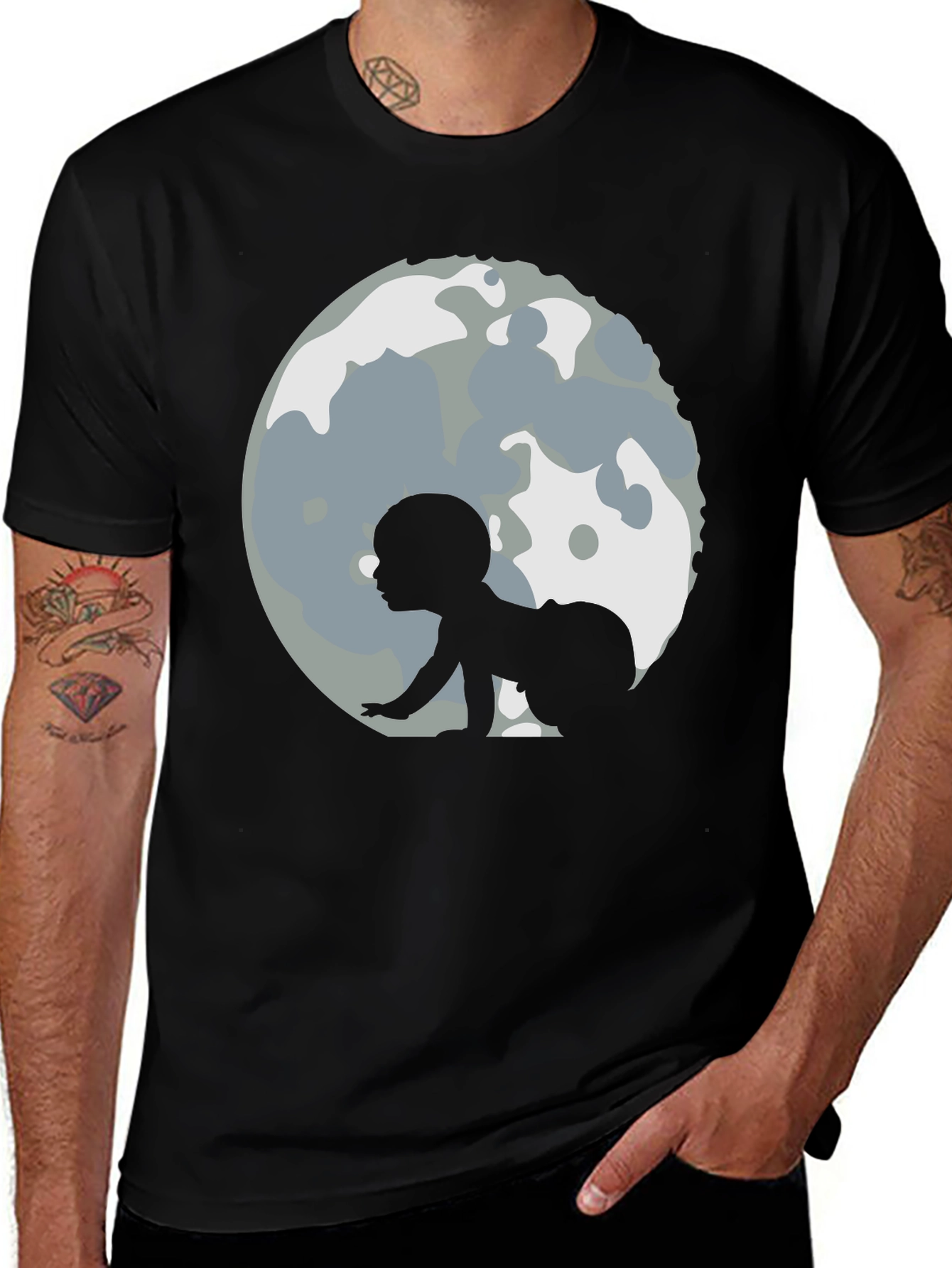 Baby Moon Crawl Black T-Shirt