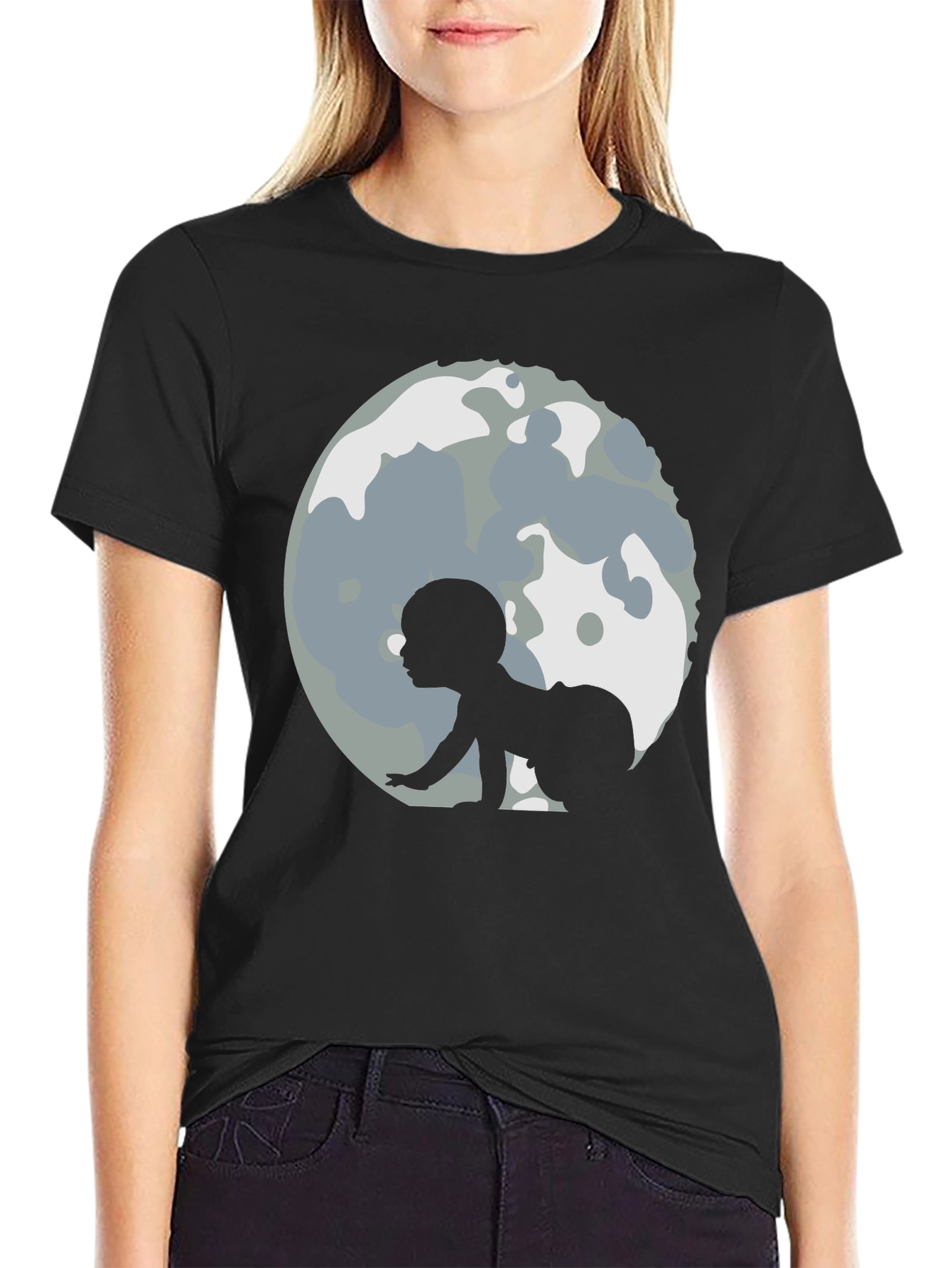 Baby Moon Crawl Black T-Shirt