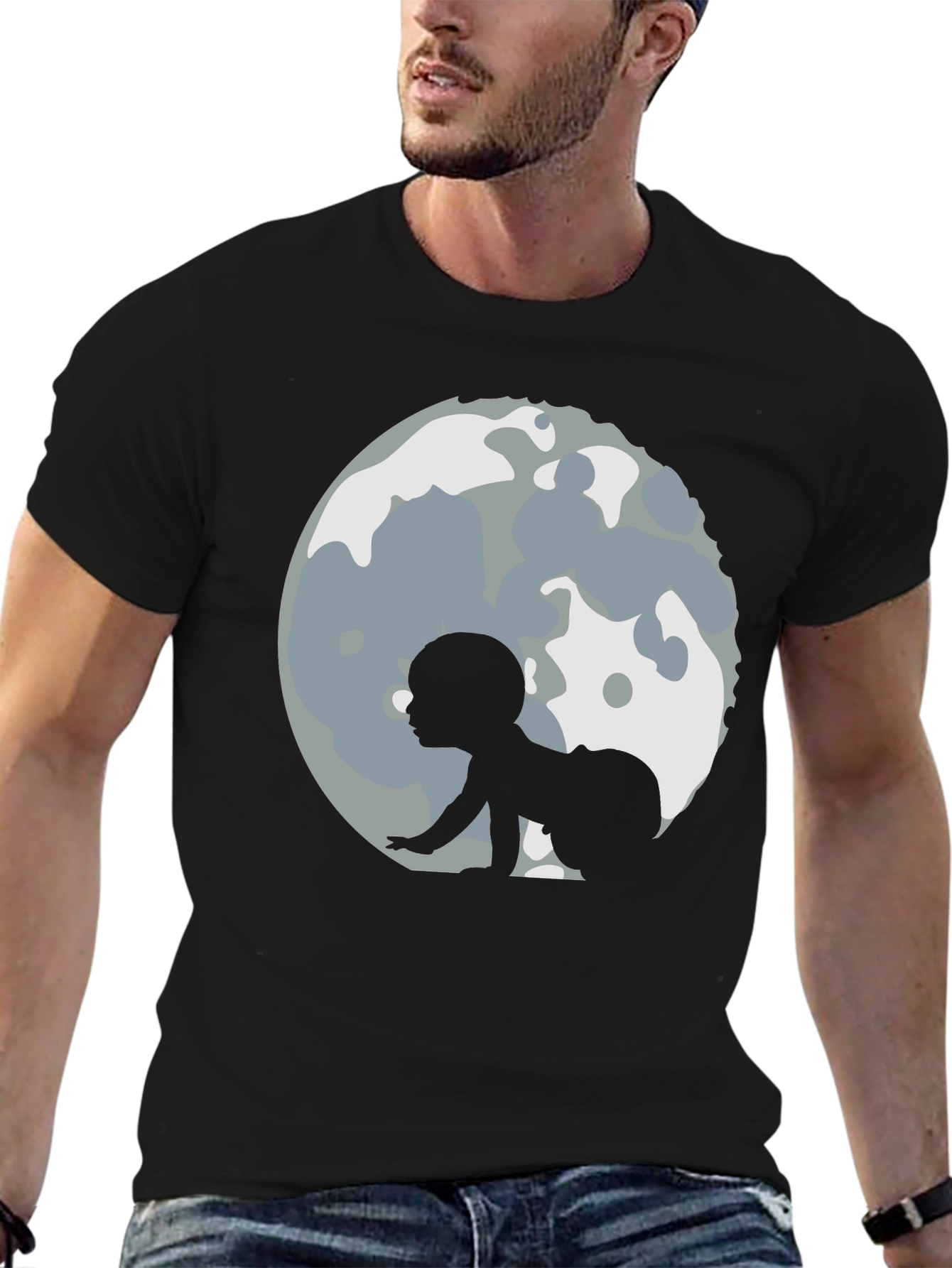 Baby Moon Crawl Black T-Shirt