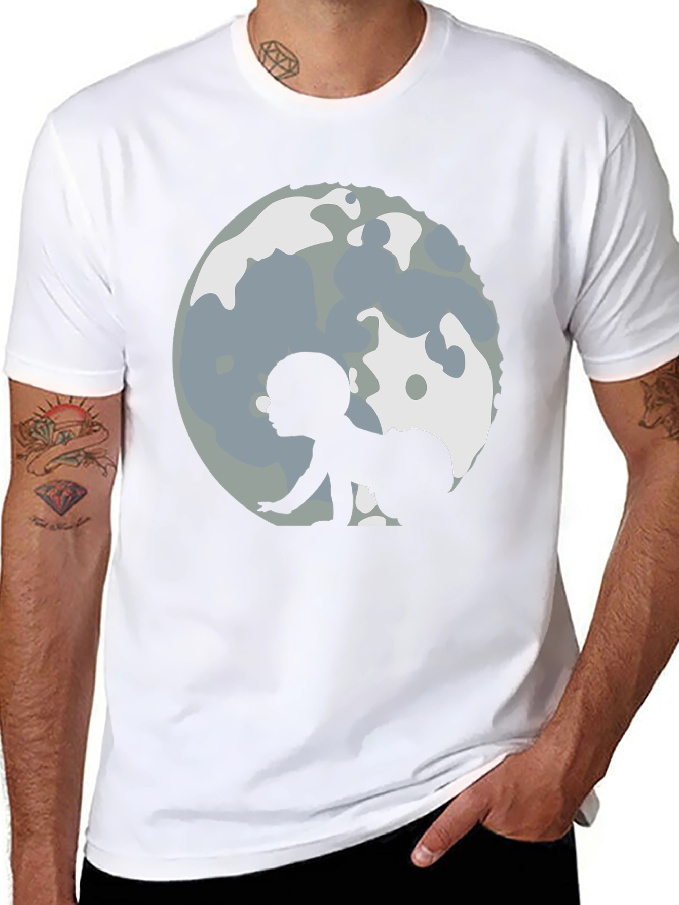 Baby Moon Crawl Black T-Shirt