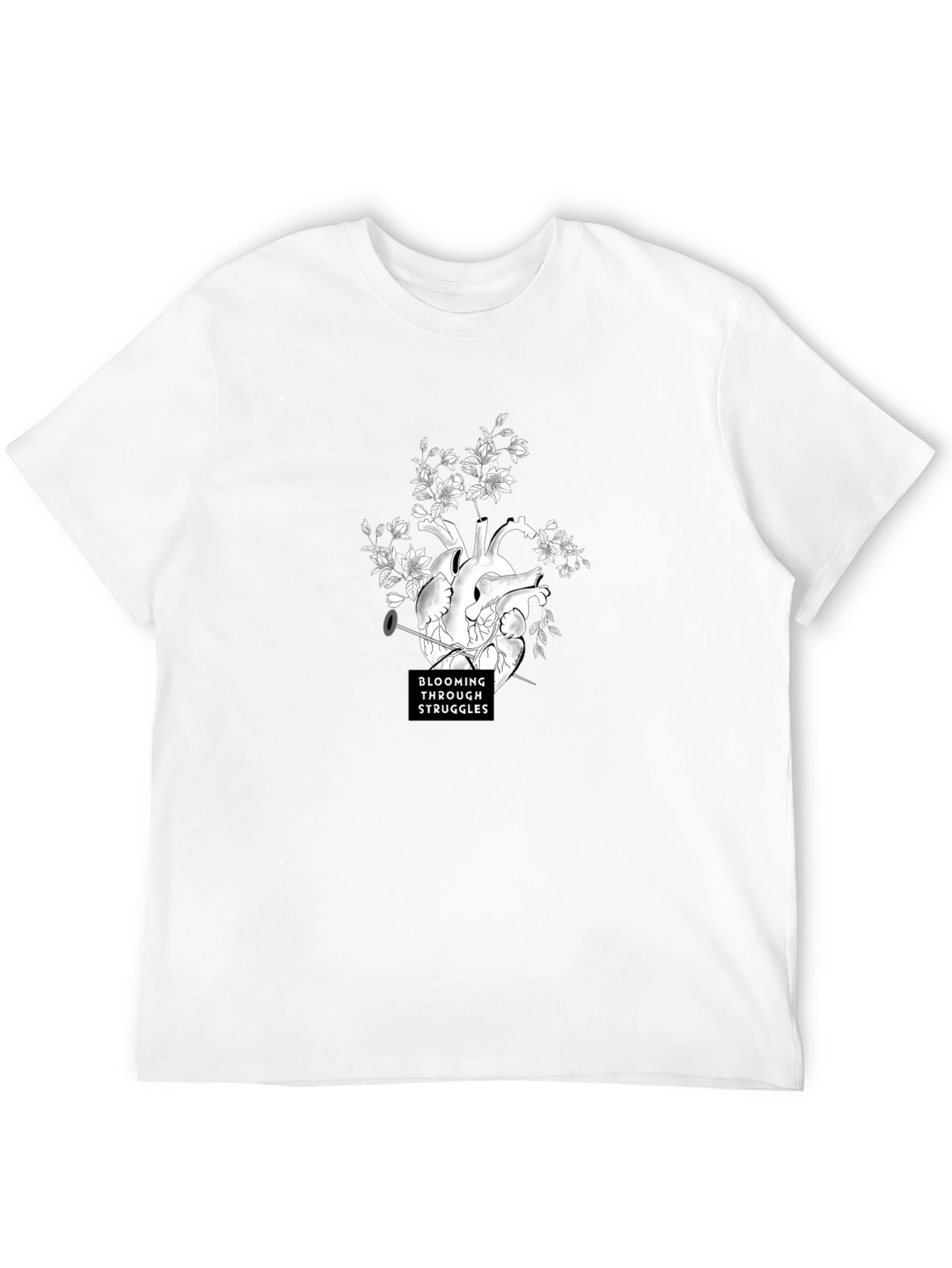 Blooming Through Struggles Graphic Tee - Black