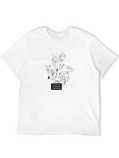 Blooming Through Struggles Graphic Tee - Black