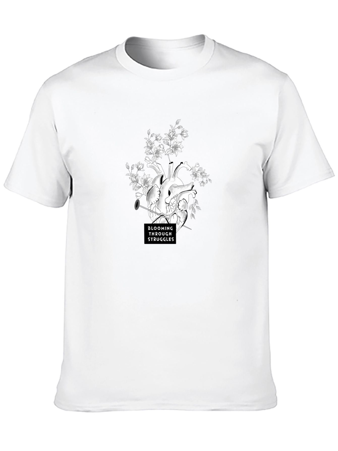 Blooming Through Struggles Graphic Tee - Black