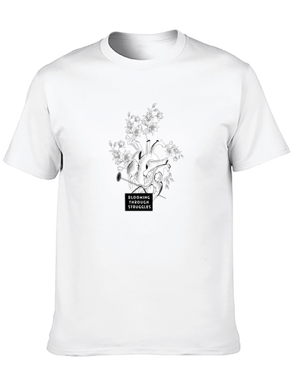 Blooming Through Struggles Graphic Tee - Black