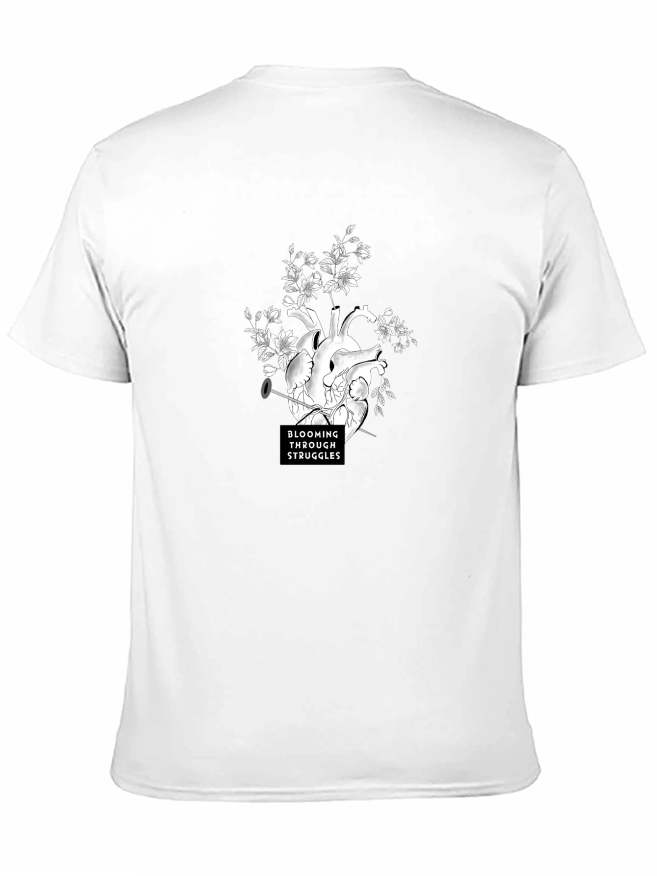 Blooming Through Struggles Graphic Tee - Black