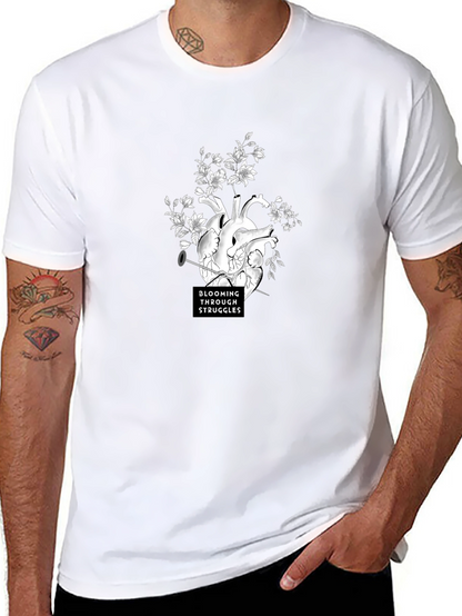 Blooming Through Struggles Graphic Tee - Black