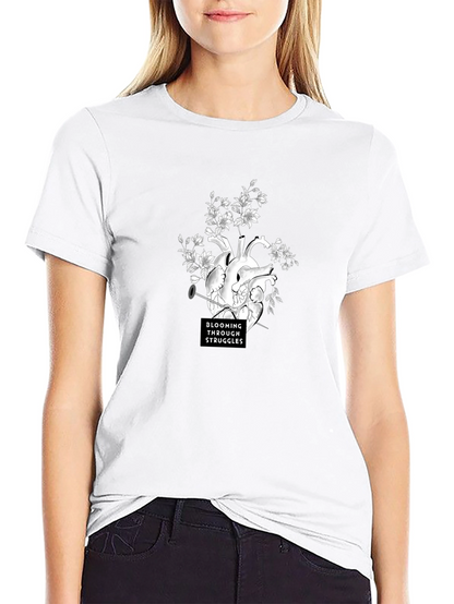 Blooming Through Struggles Graphic Tee - Black