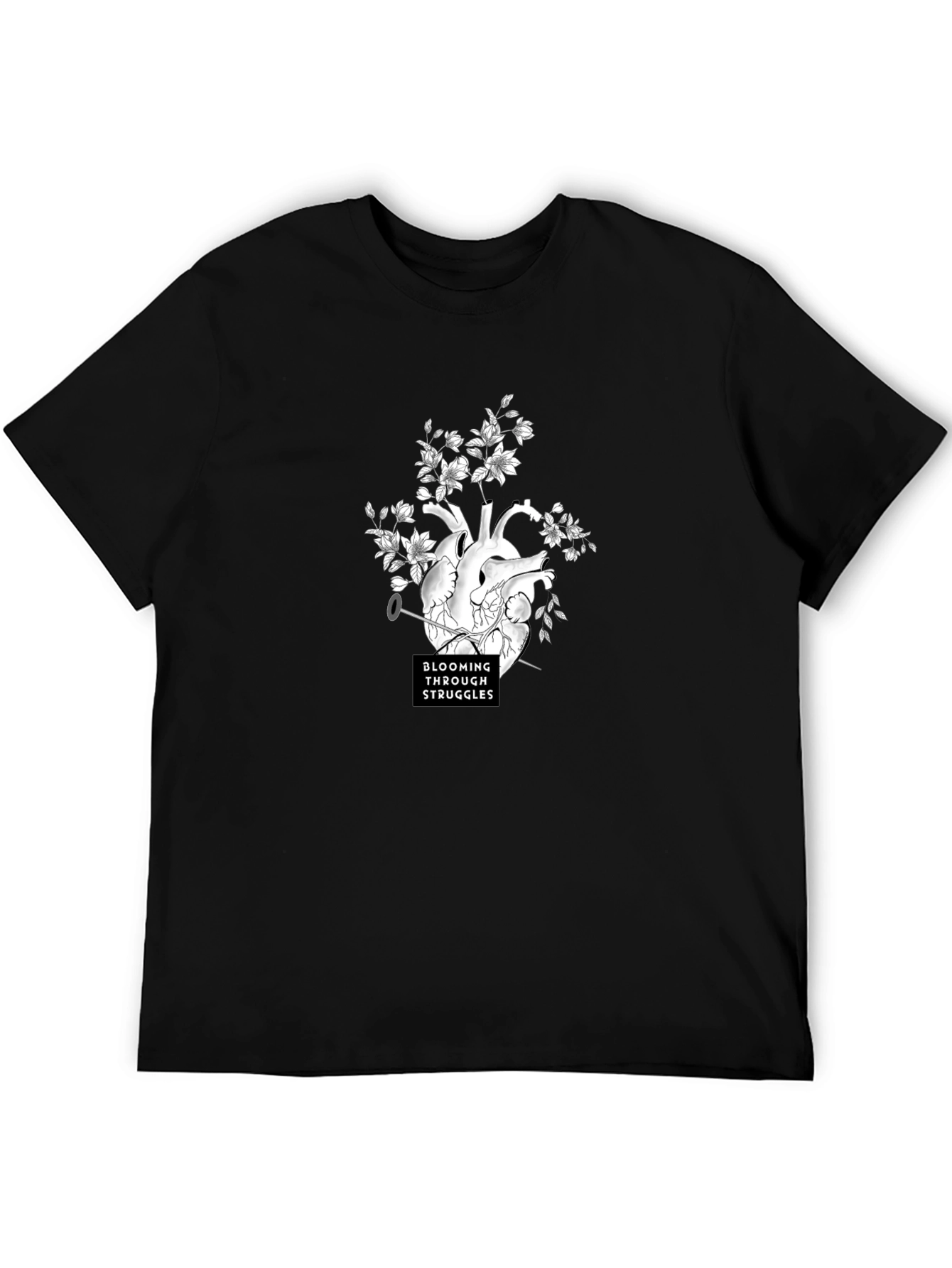Blooming Through Struggles Graphic Tee - Black