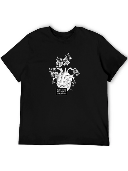 Blooming Through Struggles Graphic Tee - Black