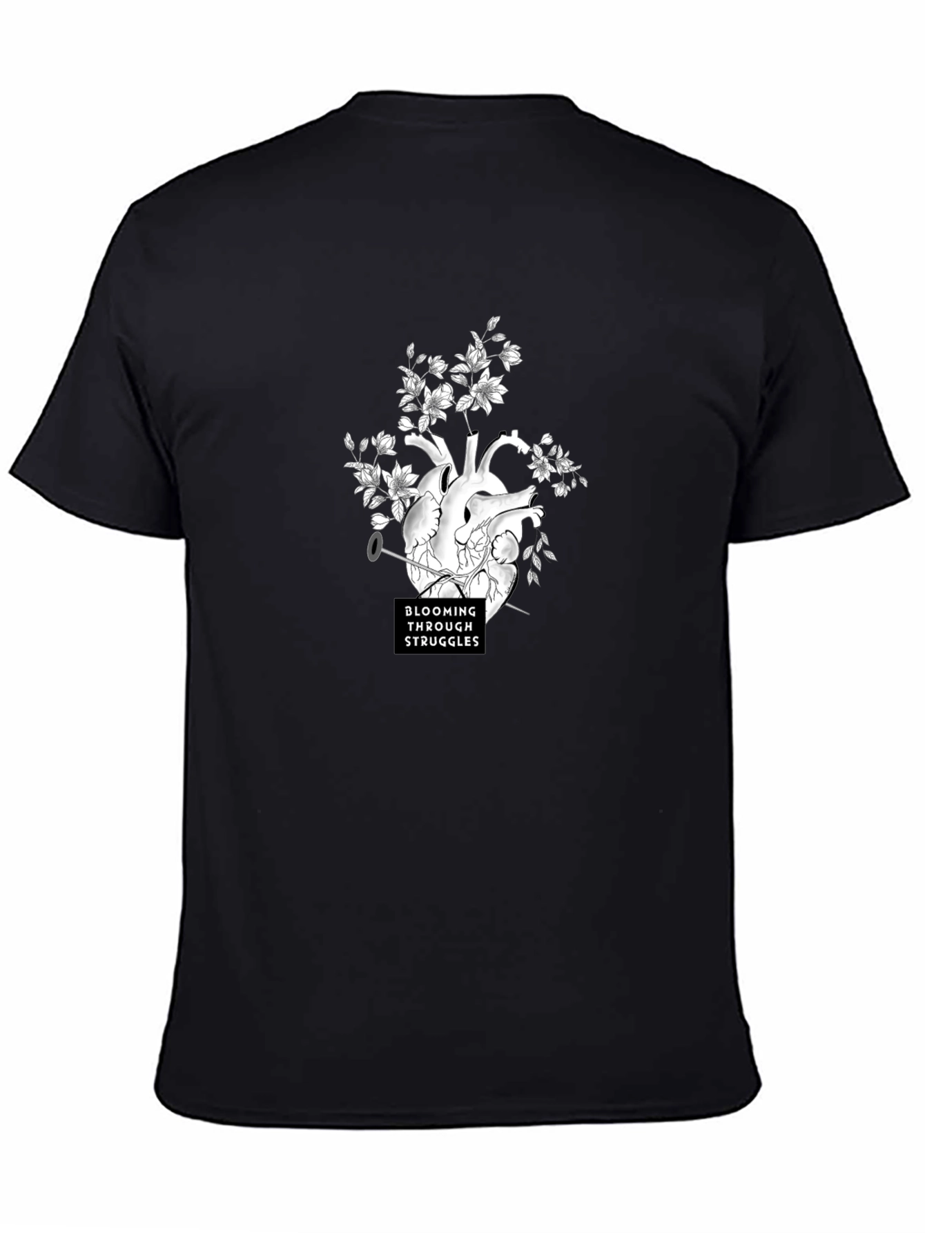 Blooming Through Struggles Graphic Tee - Black