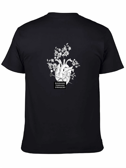 Blooming Through Struggles Graphic Tee - Black