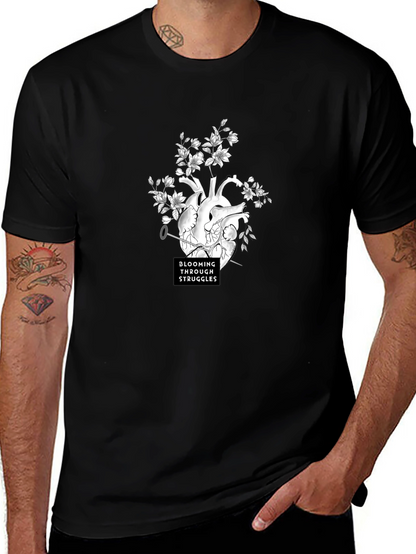 Blooming Through Struggles Graphic Tee - Black