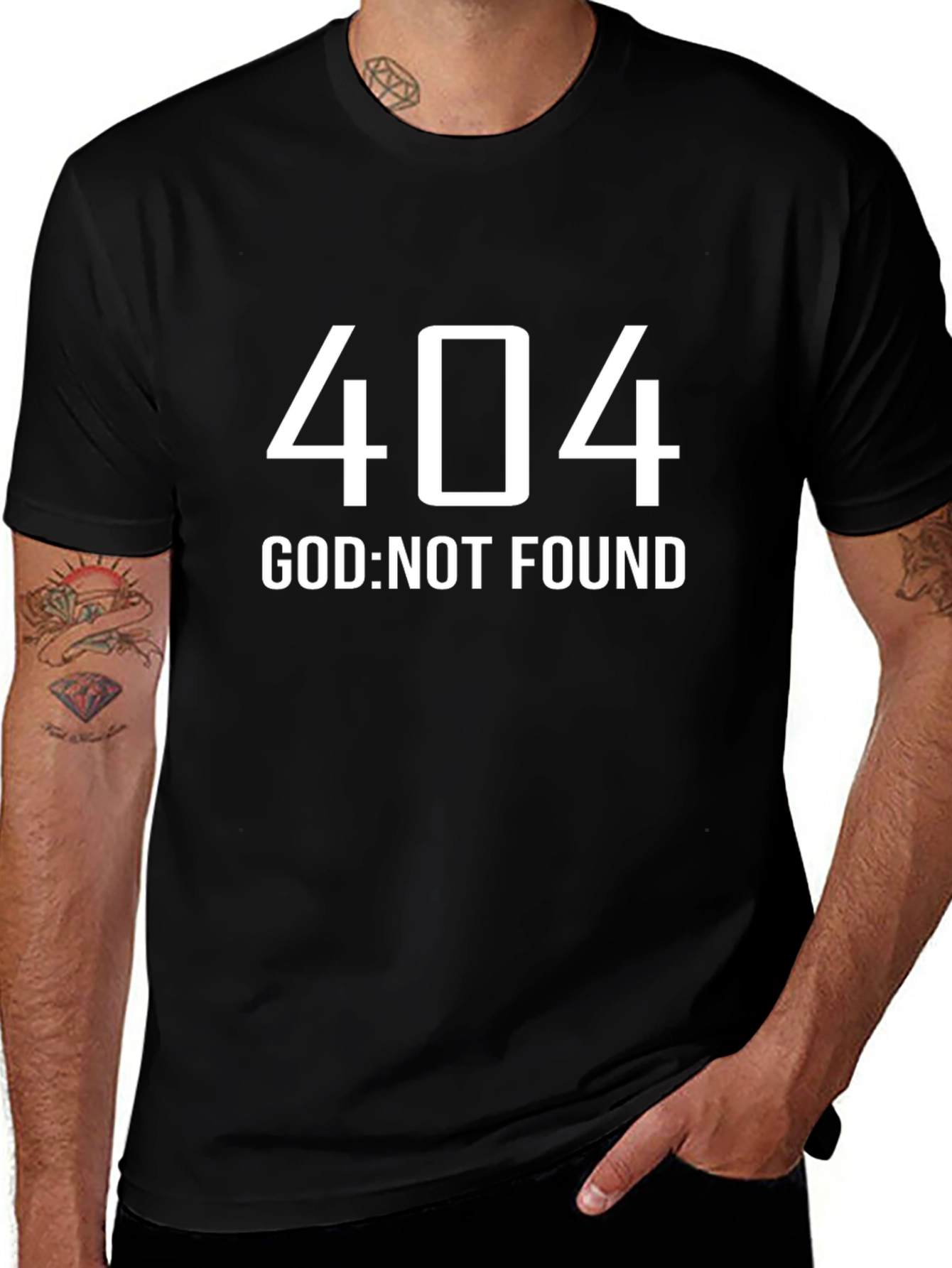 404 God Not Found Graphic T-Shirt - Black