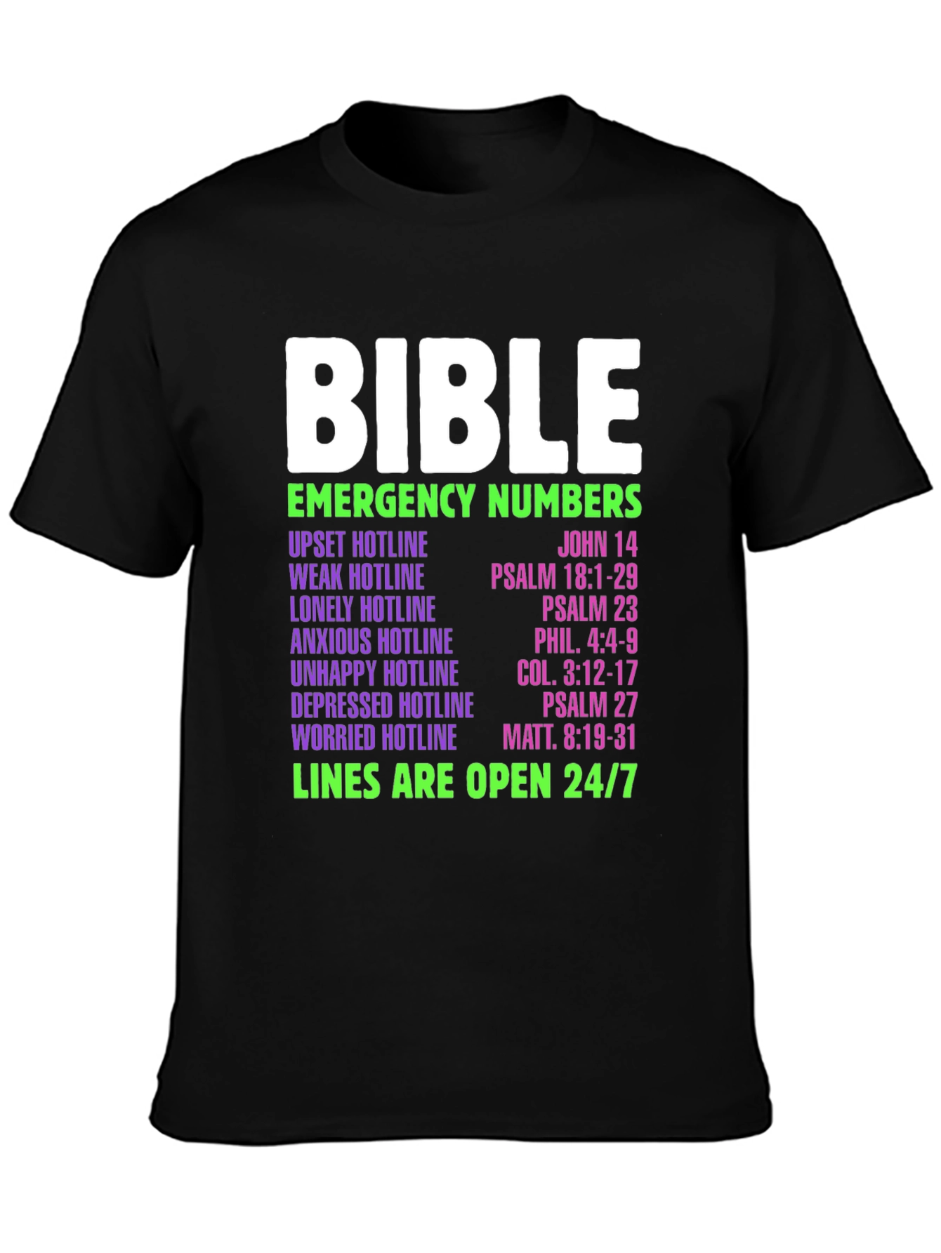 Bible Emergency Numbers T-Shirt