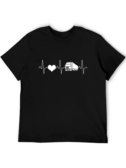 Trucker Heartbeat T-Shirt - Black