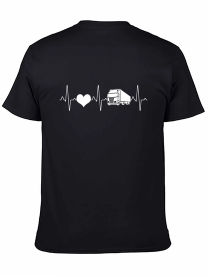 Trucker Heartbeat T-Shirt - Black