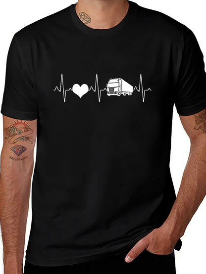 Trucker Heartbeat T-Shirt - Black