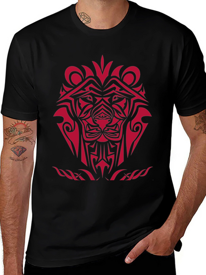 Tribal Lion Graphic Black T-Shirt