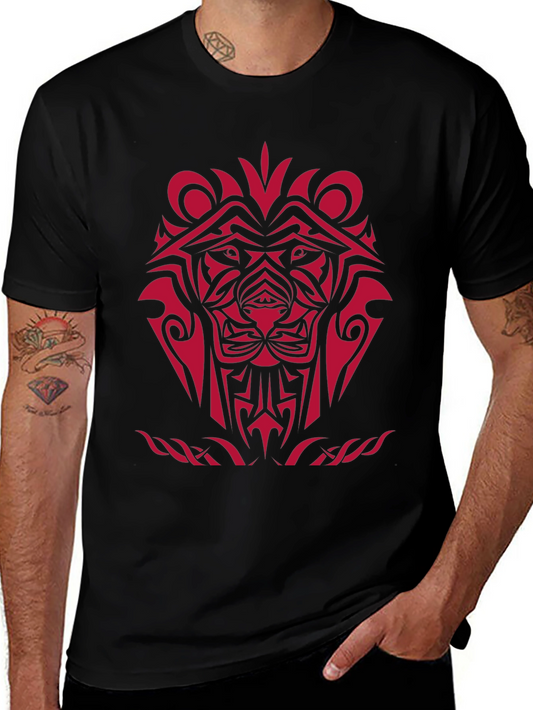 Tribal Lion Graphic Black T-Shirt