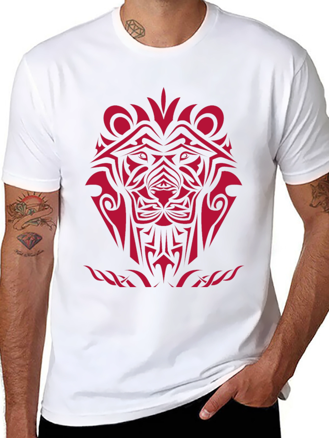Tribal Lion Graphic Black T-Shirt