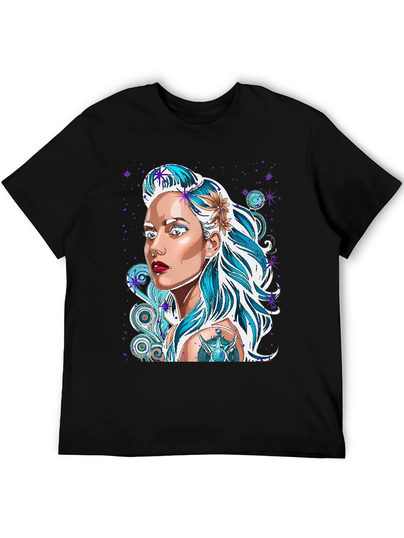 Woman Portrait Graphic Black T-Shirt