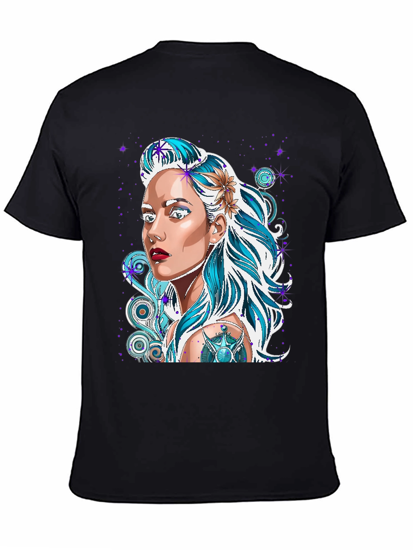 Woman Portrait Graphic Black T-Shirt