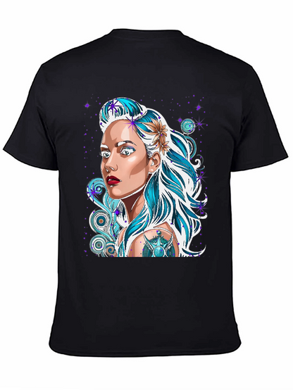 Woman Portrait Graphic Black T-Shirt