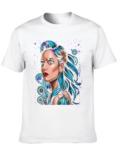 Woman Portrait Graphic Black T-Shirt