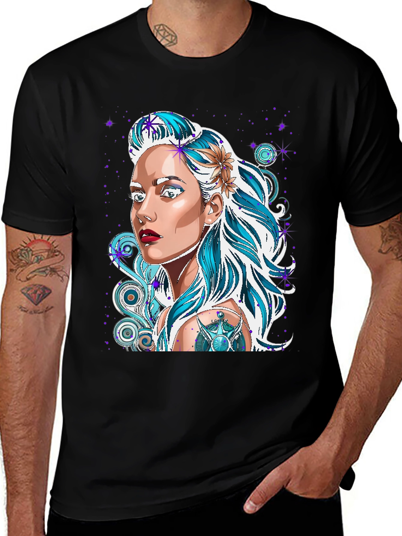 Woman Portrait Graphic Black T-Shirt