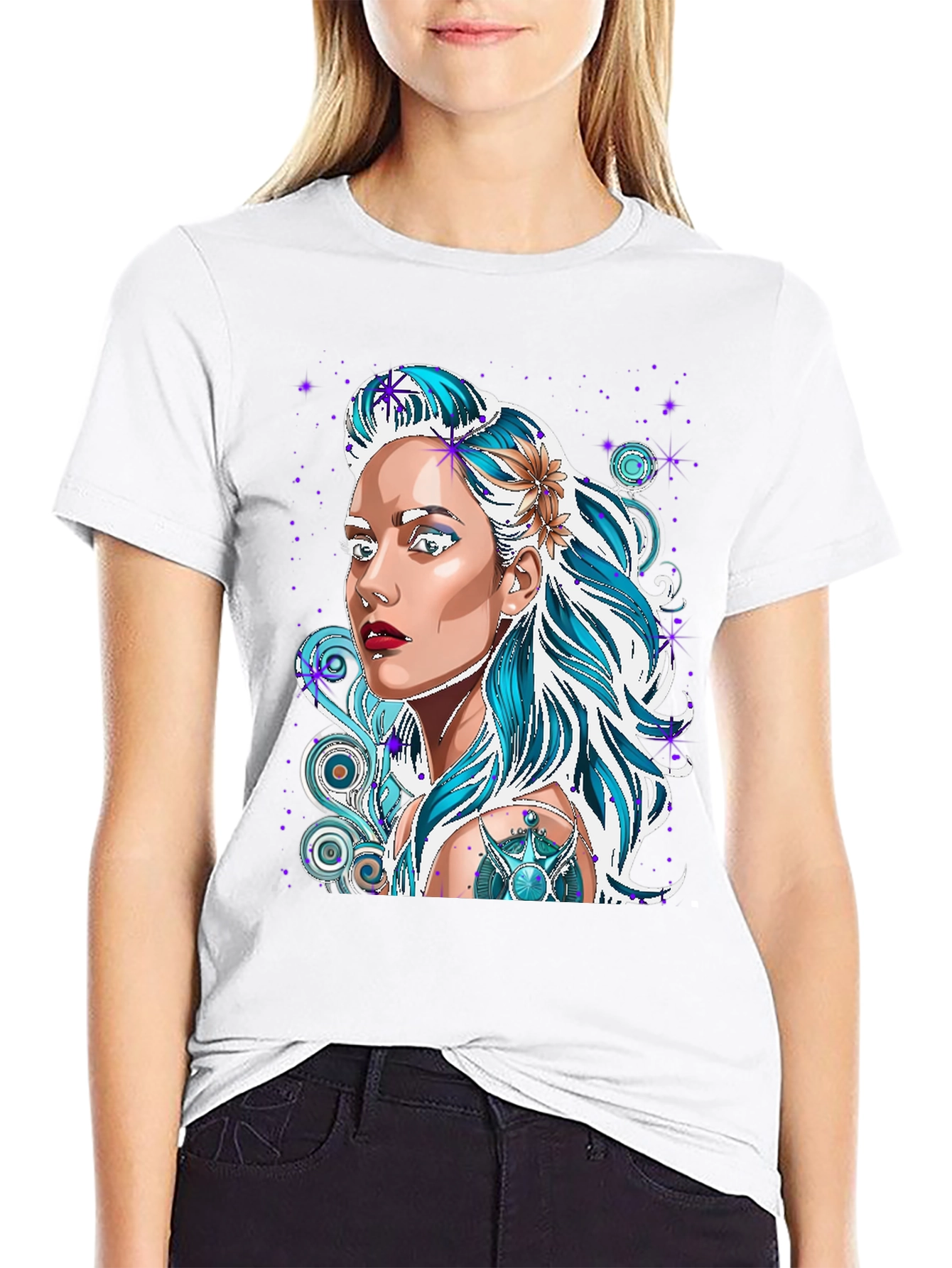 Woman Portrait Graphic Black T-Shirt
