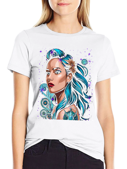 Woman Portrait Graphic Black T-Shirt
