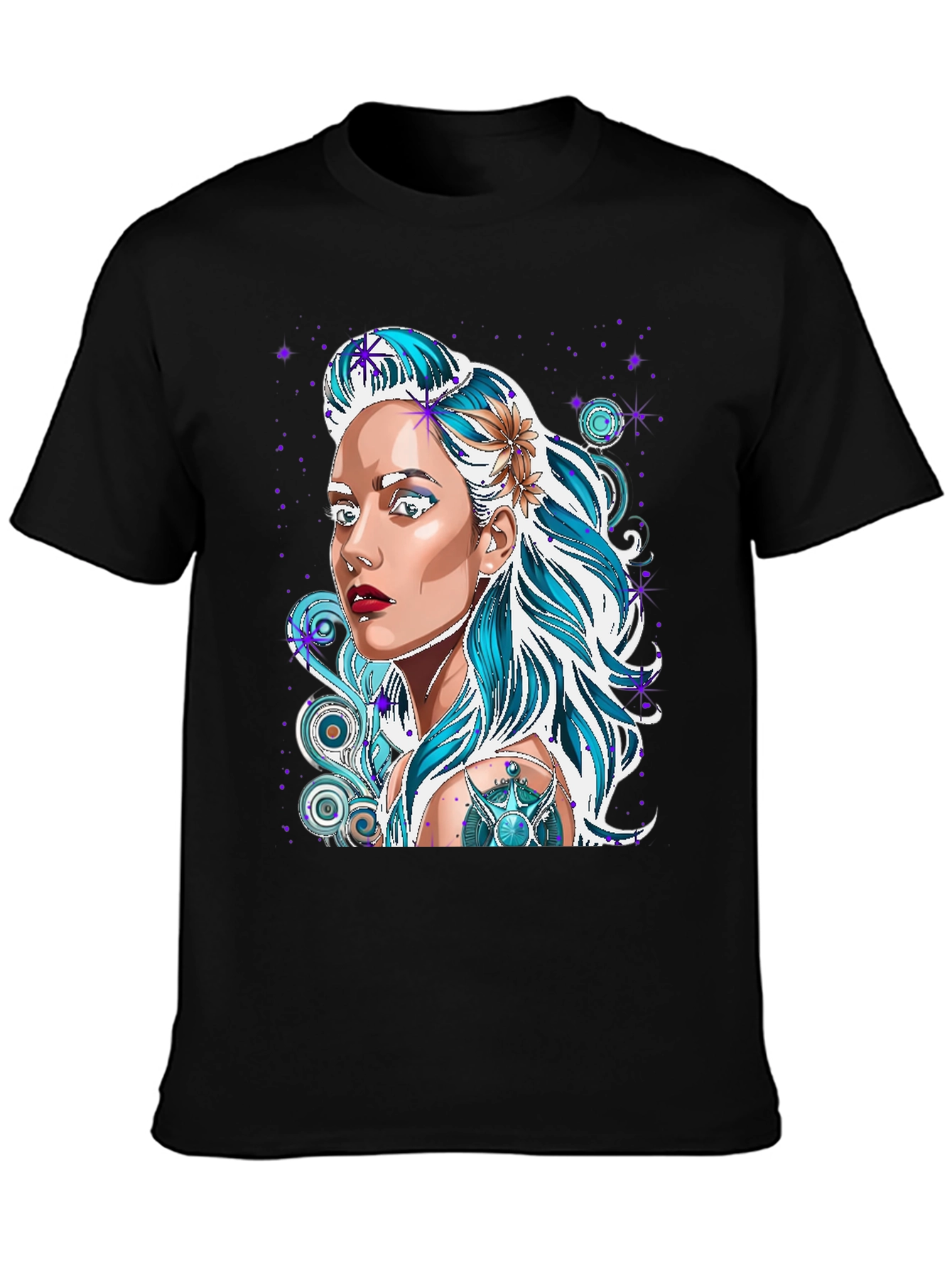 Woman Portrait Graphic Black T-Shirt