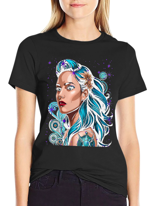 Woman Portrait Graphic Black T-Shirt