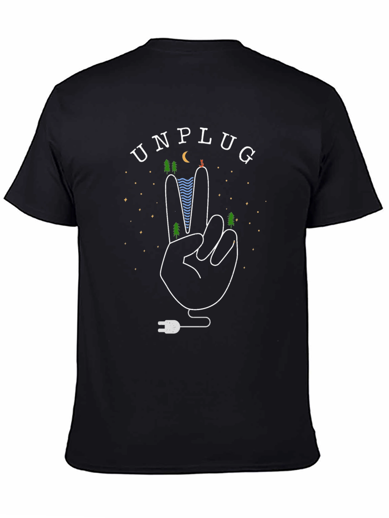 Unplug Nature Graphic Tee - Black Cotton T-Shirt
