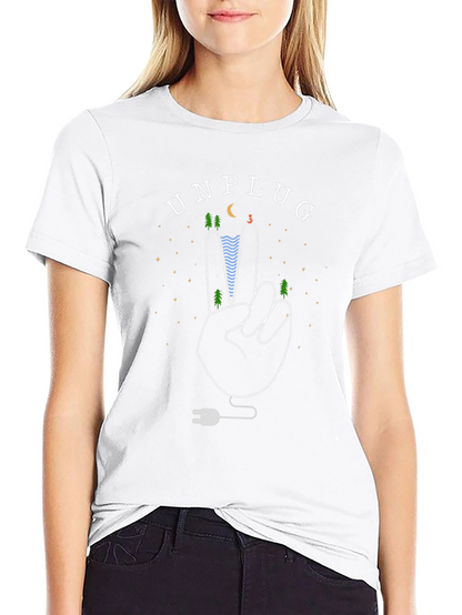 Unplug Nature Graphic Tee - Black Cotton T-Shirt