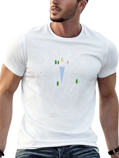 Unplug Nature Graphic Tee - Black Cotton T-Shirt