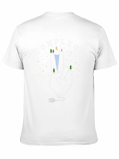 Unplug Nature Graphic Tee - Black Cotton T-Shirt